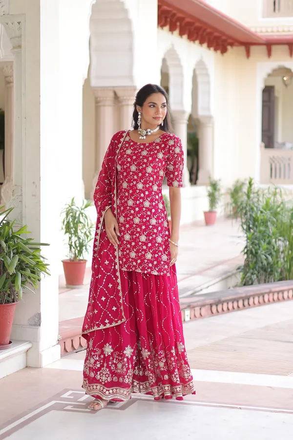 Pink_Faux_Georgette_Readymade_Top_Sharara_Dupatta_For_Women