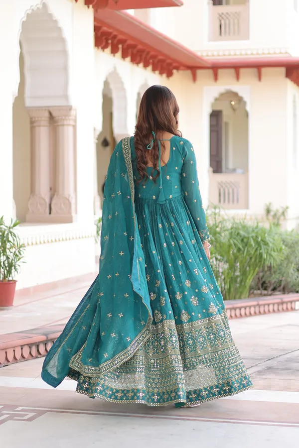 Rama_Silver_Crunchy_Gown_With_Dupatta_For_Women