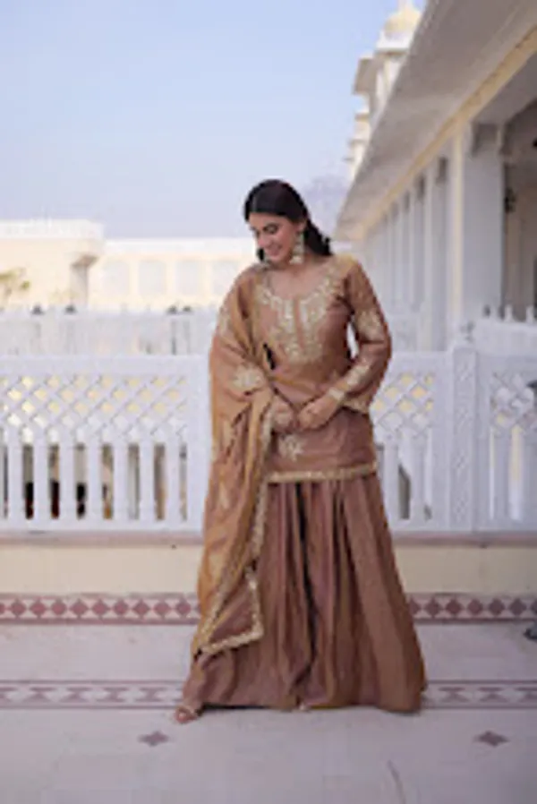 Gold_Fendi_Crush_Readymade_Top_Sharara_Dupatta_For_Women