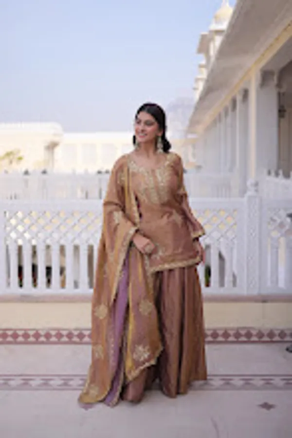 Gold_Fendi_Crush_Readymade_Top_Sharara_Dupatta_For_Women