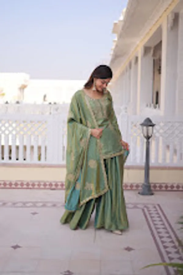 Pista_Fendi_Crush_Readymade_Top_Sharara_Dupatta_For_Women