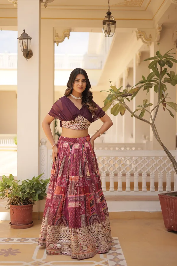 Wine_Russian_Silk_Lehenga_Choli_Set_With_Dupatta_For_Women