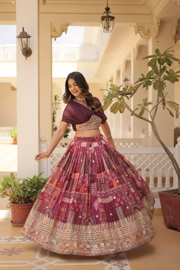 Wine_Russian_Silk_Lehenga_Choli_Set_With_Dupatta_For_Women