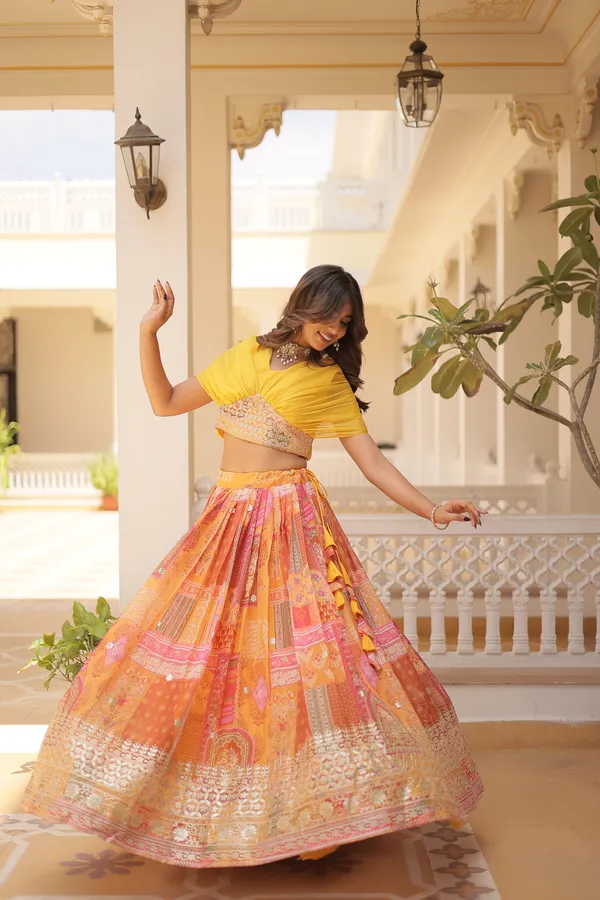 Yellow_Russian_Silk_Lehenga_Choli_Set_With_Dupatta_For_Women