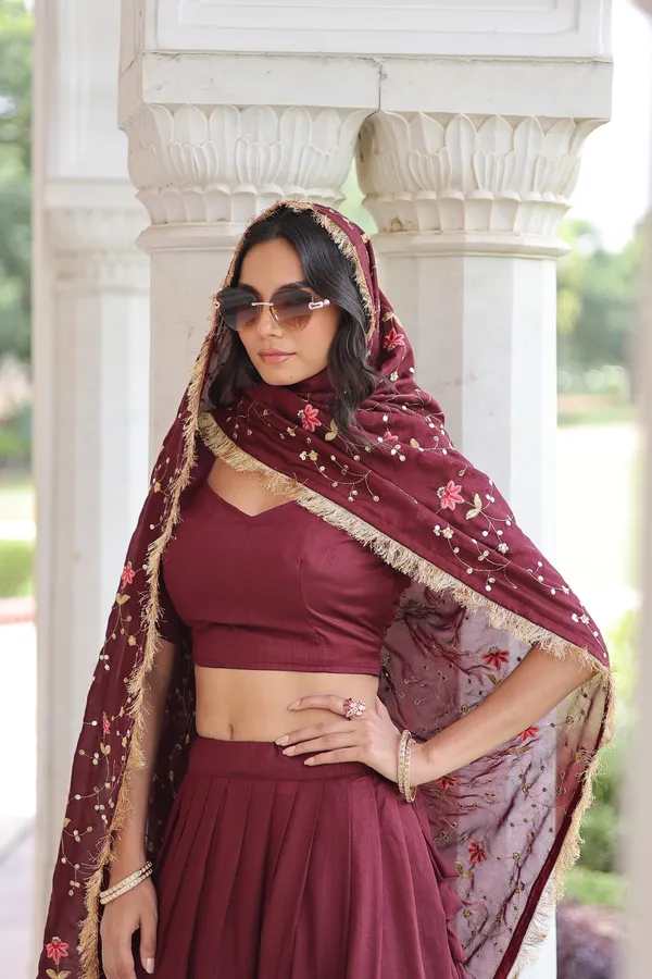 Maroon_Vichitra_Silk_Embroidered_Lehenga_Choli_Set_With_Dupatta_For_Women