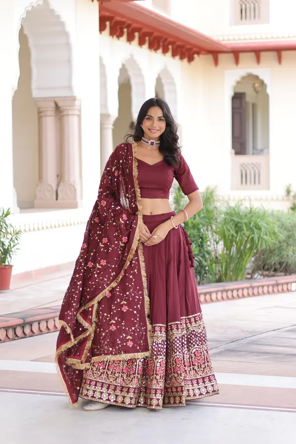 Maroon_Vichitra_Silk_Embroidered_Lehenga_Choli_Set_With_Dupatta_For_Women