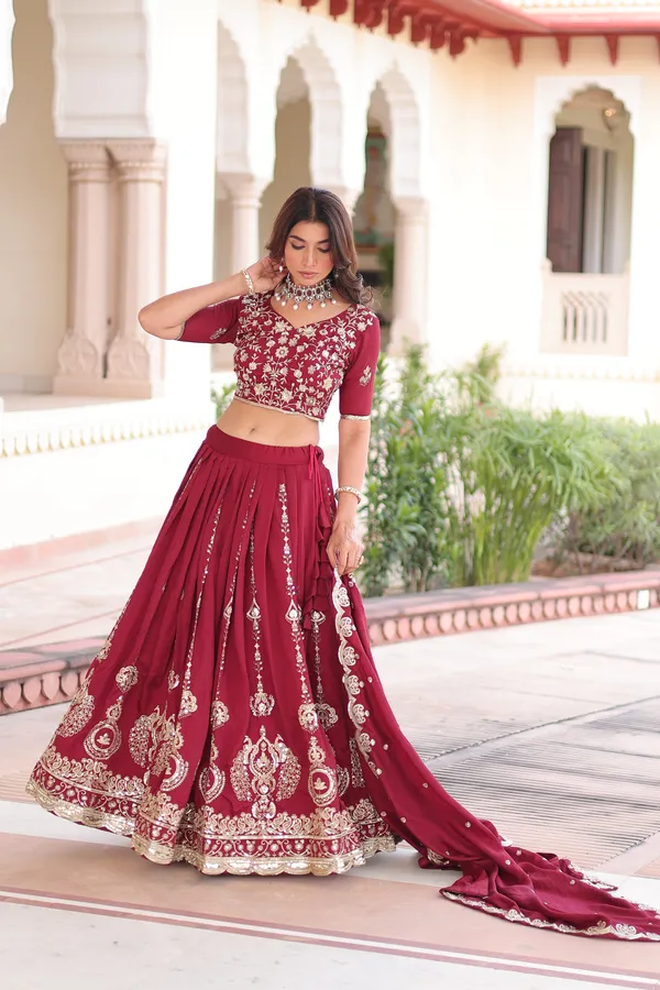 Maroon_Vichitra_Silk_Embroidered_Lehenga_Choli_Set_With_Dupatta_For_Women