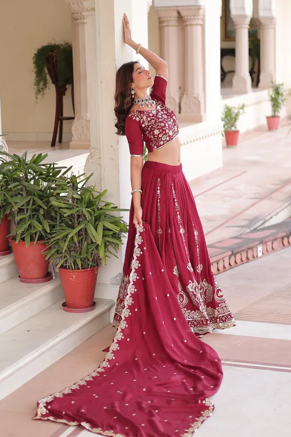 Maroon_Vichitra_Silk_Embroidered_Lehenga_Choli_Set_With_Dupatta_For_Women