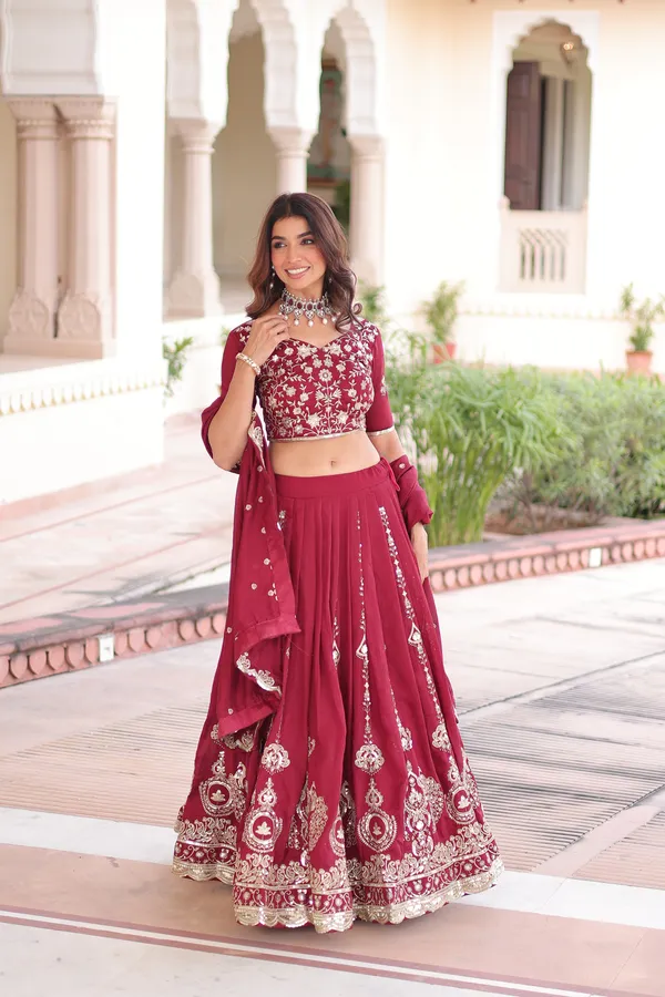Maroon_Vichitra_Silk_Embroidered_Lehenga_Choli_Set_With_Dupatta_For_Women