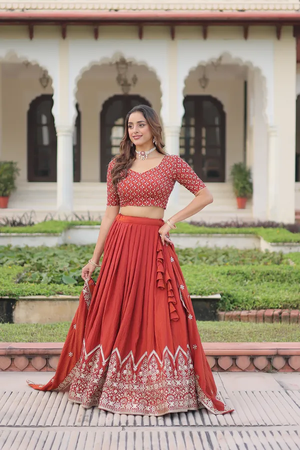 Orange_Nc_Vichitra_Silk_Embroidered_Red_Lehenga_Choli_Set_With_Dupatta_For_Women
