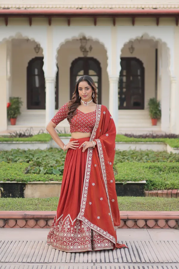Orange_Nc_Vichitra_Silk_Embroidered_Red_Lehenga_Choli_Set_With_Dupatta_For_Women
