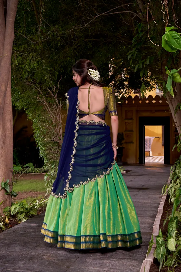 Nevy_Blue_Kanchipuram_Silk_Lehenga_Choli_Set_With_Zari_Weaving_Work_And_Embroidered_Georgette_Dupatta_For_Women