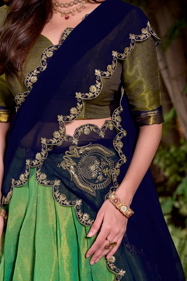 Nevy_Blue_Kanchipuram_Silk_Lehenga_Choli_Set_With_Zari_Weaving_Work_And_Embroidered_Georgette_Dupatta_For_Women