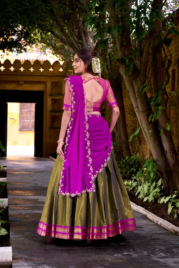 Pink_Kanchipuram_Silk_Lehenga_Choli_Set_With_Zari_Weaving_Work_And_Embroidered_Georgette_Dupatta_For_Women