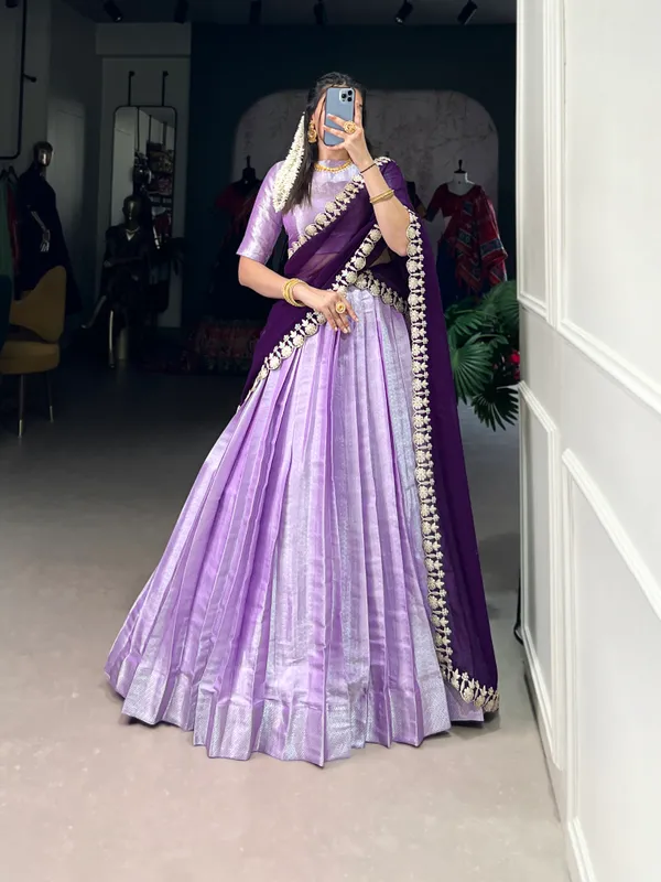 Lavender_Jacquard_Silk_Lehenga_Choli_Set_With_Weaving_Work_And_Embroidered_Georgette_Dupatta_For_Women