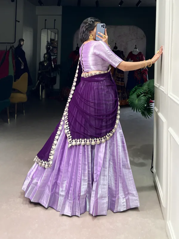 Lavender_Jacquard_Silk_Lehenga_Choli_Set_With_Weaving_Work_And_Embroidered_Georgette_Dupatta_For_Women