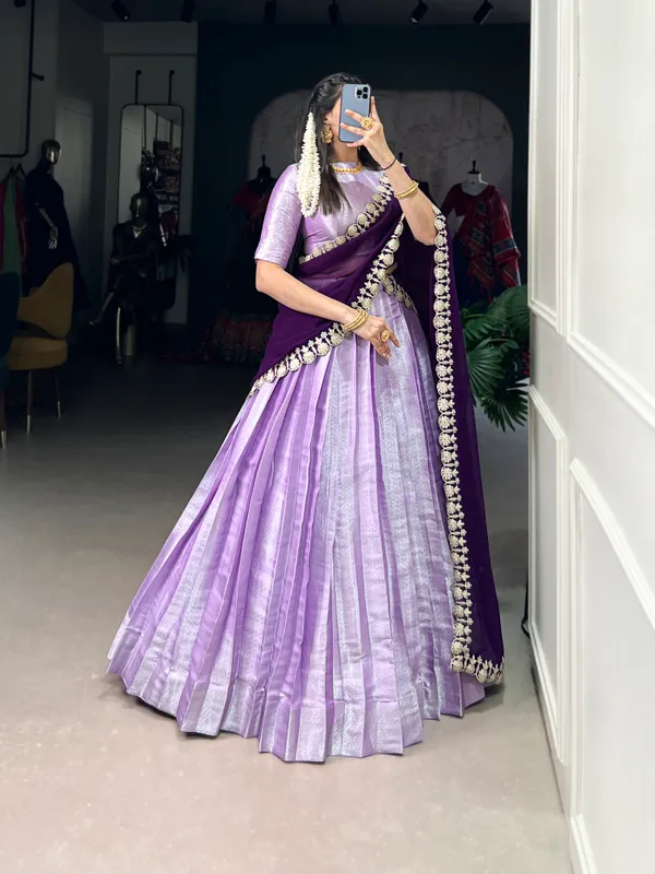 Lavender_Jacquard_Silk_Lehenga_Choli_Set_With_Weaving_Work_And_Embroidered_Georgette_Dupatta_For_Women