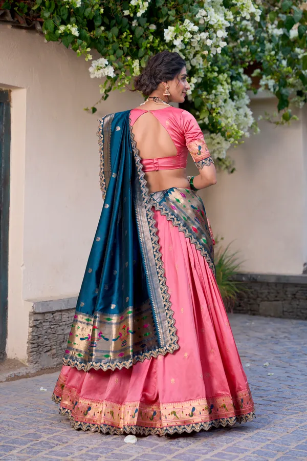 Light_Pink_Jacquard_Silk_Paithani_Lehenga_Choli_Set_For_Women