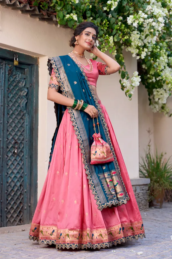 Light_Pink_Jacquard_Silk_Paithani_Lehenga_Choli_Set_For_Women