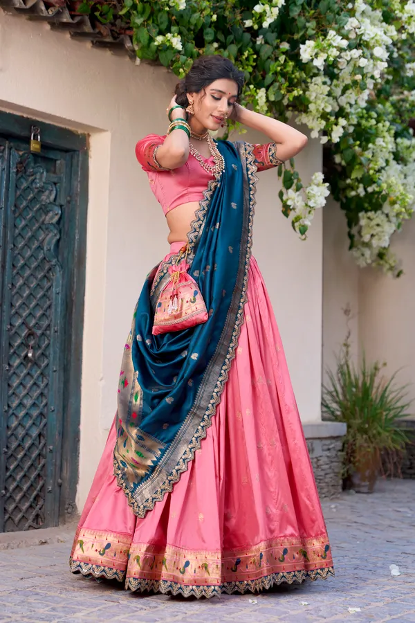 Light_Pink_Jacquard_Silk_Paithani_Lehenga_Choli_Set_For_Women