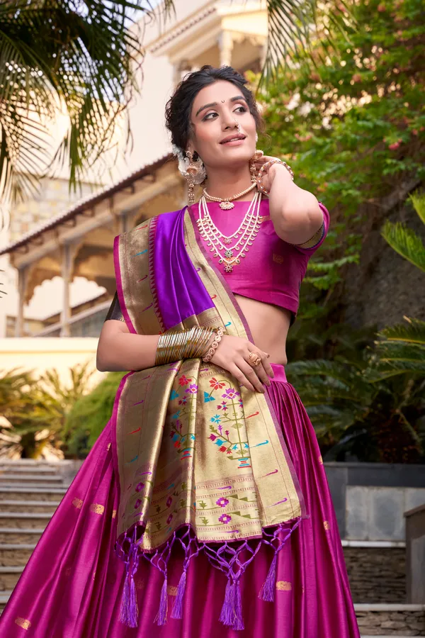 Pink_Jacquard_Silk_Paithani_Lehenga_Choli_Set_With_Rich_Zari_Weaving_Dupatta_For_Women