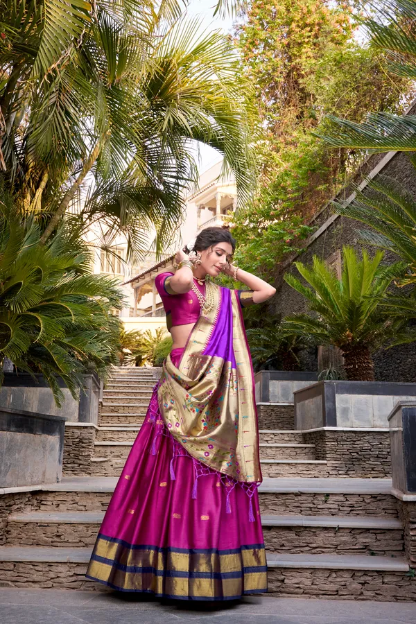 Pink_Jacquard_Silk_Paithani_Lehenga_Choli_Set_With_Rich_Zari_Weaving_Dupatta_For_Women