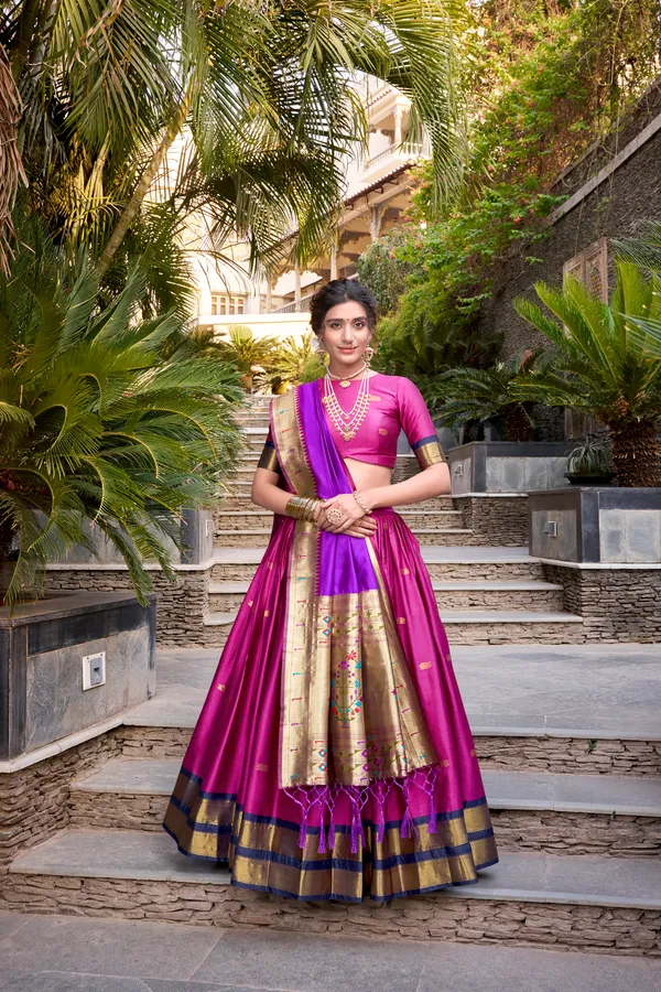 Pink_Jacquard_Silk_Paithani_Lehenga_Choli_Set_With_Rich_Zari_Weaving_Dupatta_For_Women