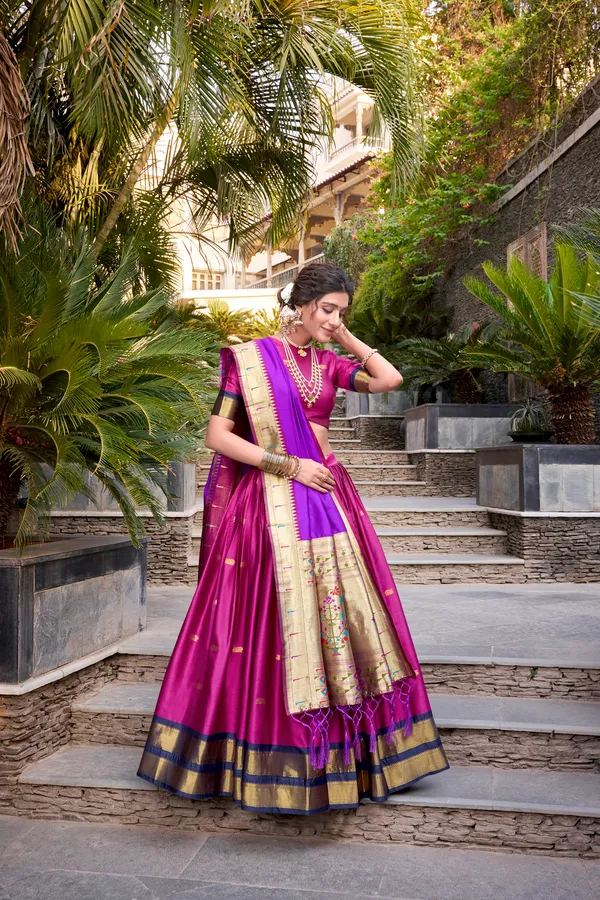 Pink_Jacquard_Silk_Paithani_Lehenga_Choli_Set_With_Rich_Zari_Weaving_Dupatta_For_Women