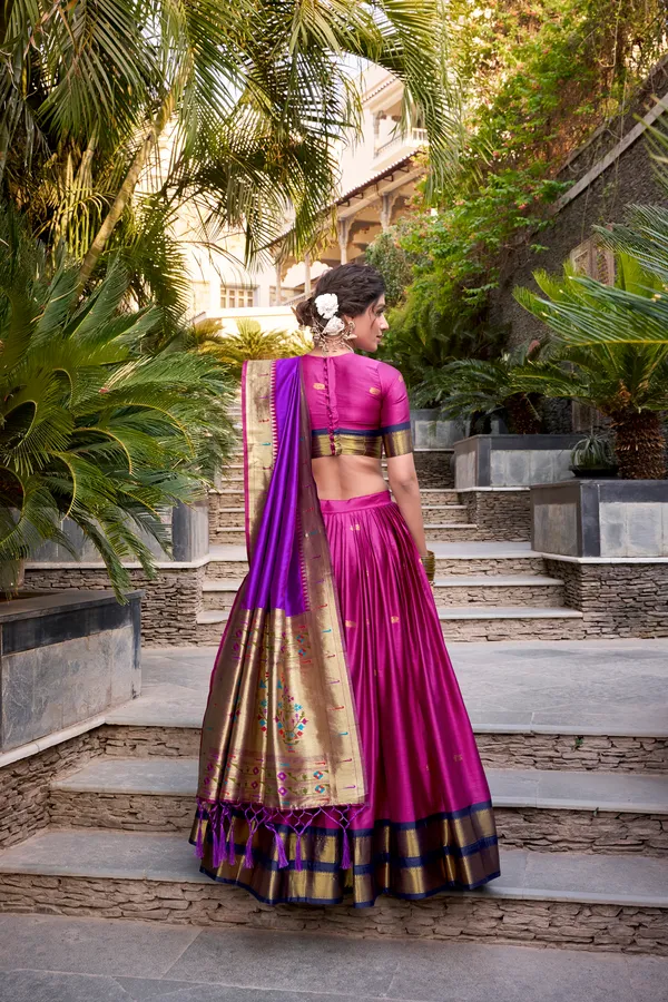 Pink_Jacquard_Silk_Paithani_Lehenga_Choli_Set_With_Rich_Zari_Weaving_Dupatta_For_Women