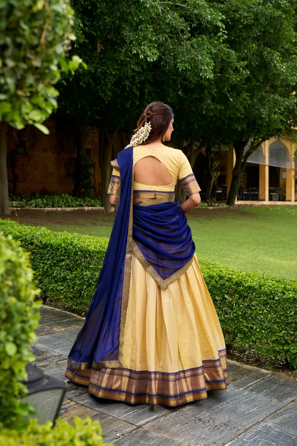 Blue_Kanchipuram_Zari_Weaving_Work_Lehenga_Choli_Set_With_Dupatta_For_Women