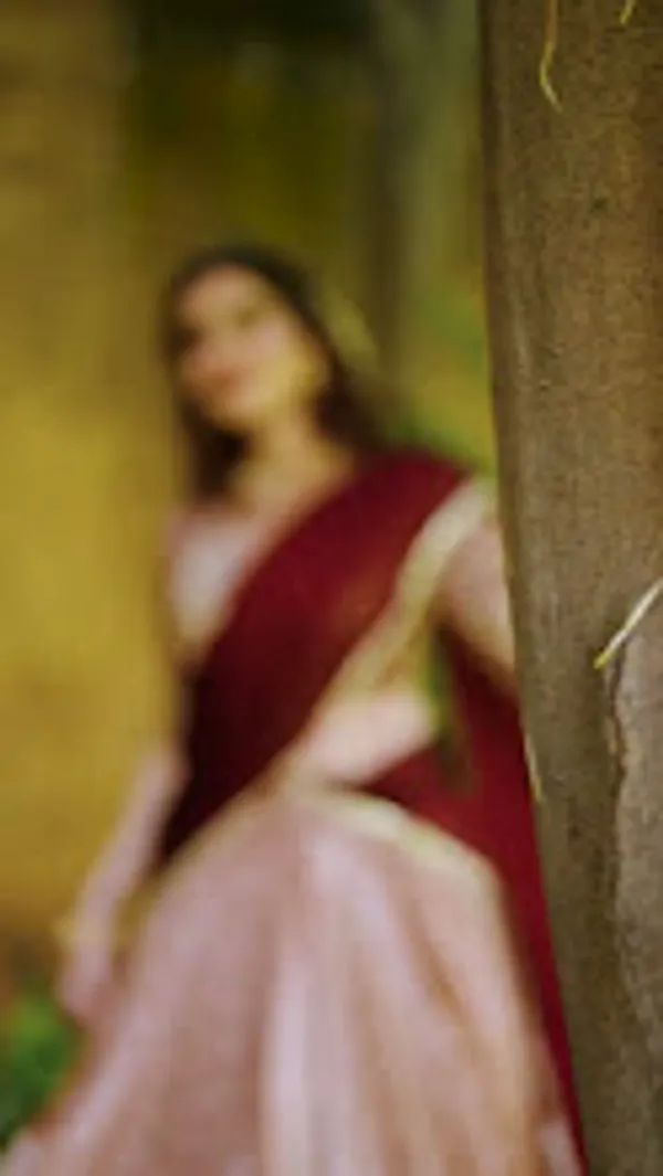 Peach_Dupion_Silk_Lehenga_Saree_With_Rich_Weaving_Work_And_Contrast_Dupatta_For_Women