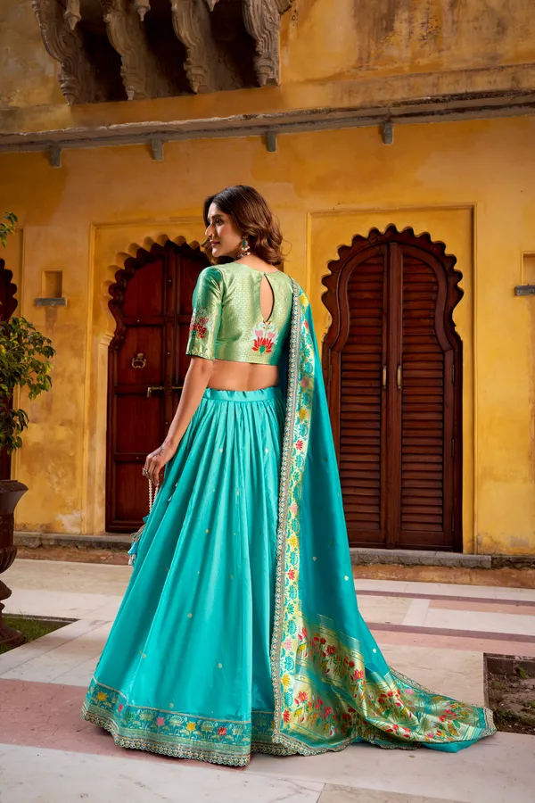 Sky_Blue_Soft_Silk_Paithani_Green_And_Lehenga_Saree_With_Traditional_Weaving_Work_For_Women