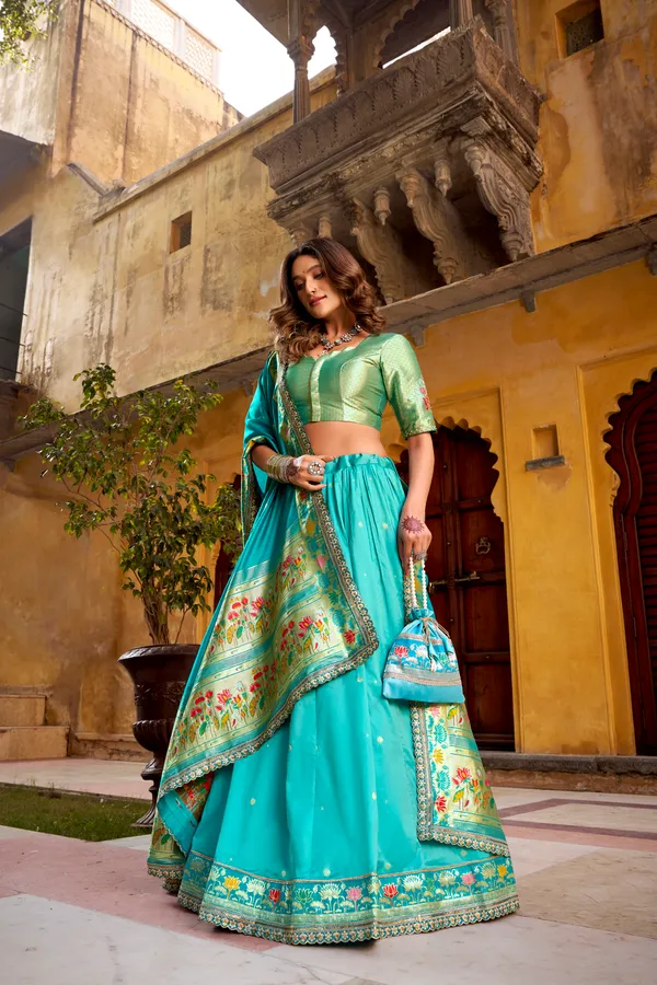 Sky_Blue_Soft_Silk_Paithani_Green_And_Lehenga_Saree_With_Traditional_Weaving_Work_For_Women