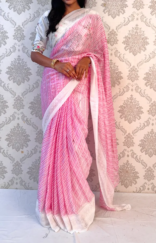 Pink_Georgette_Classic_Polka_Elegance_Saree_For_Women