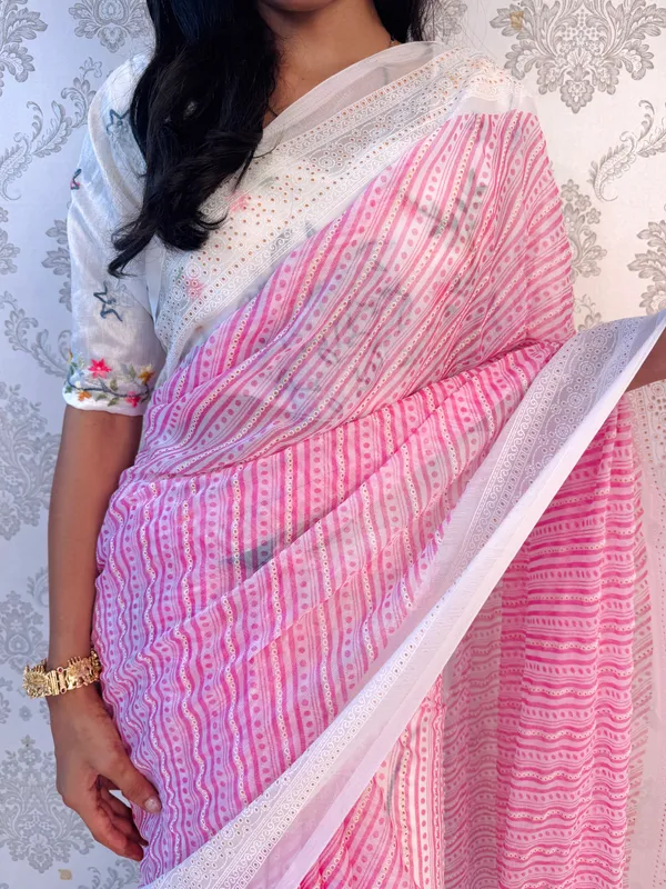 Pink_Georgette_Classic_Polka_Elegance_Saree_For_Women