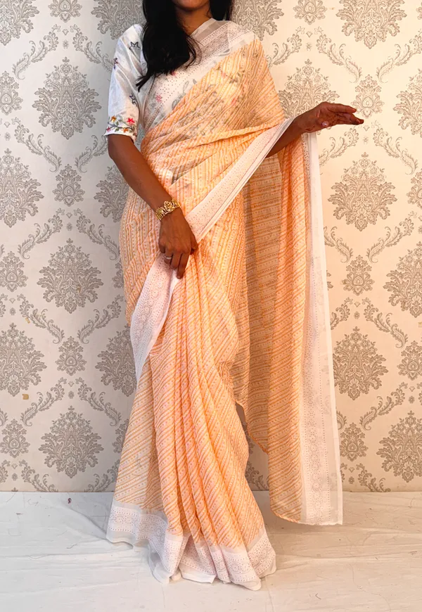 Yellow_Georgette_Classic_Polka_Elegance_Saree_For_Women