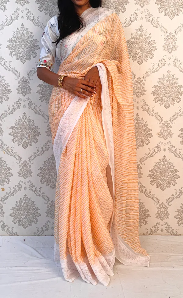 Yellow_Georgette_Classic_Polka_Elegance_Saree_For_Women