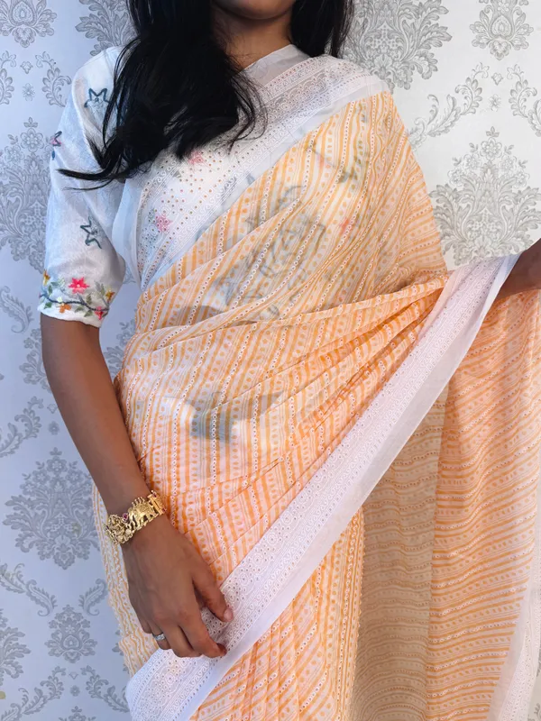Yellow_Georgette_Classic_Polka_Elegance_Saree_For_Women