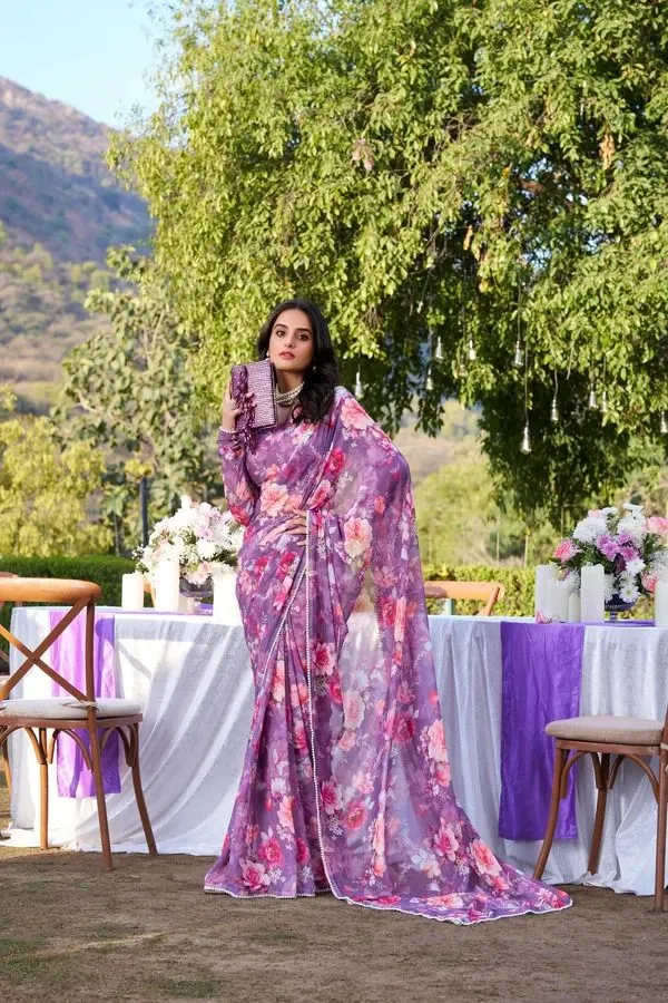 Purple_Floral_Print_Bollywood_Georgette_Saree_For_Women
