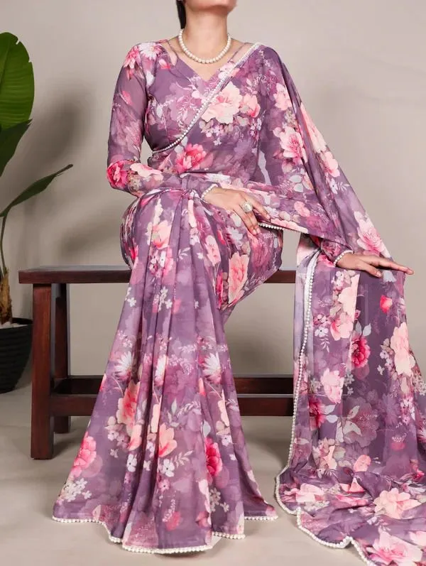 Purple_Floral_Print_Bollywood_Georgette_Saree_For_Women