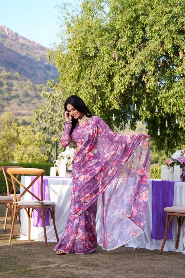 Purple_Floral_Print_Bollywood_Georgette_Saree_For_Women