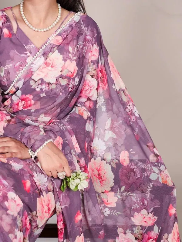 Purple_Floral_Print_Bollywood_Georgette_Saree_For_Women