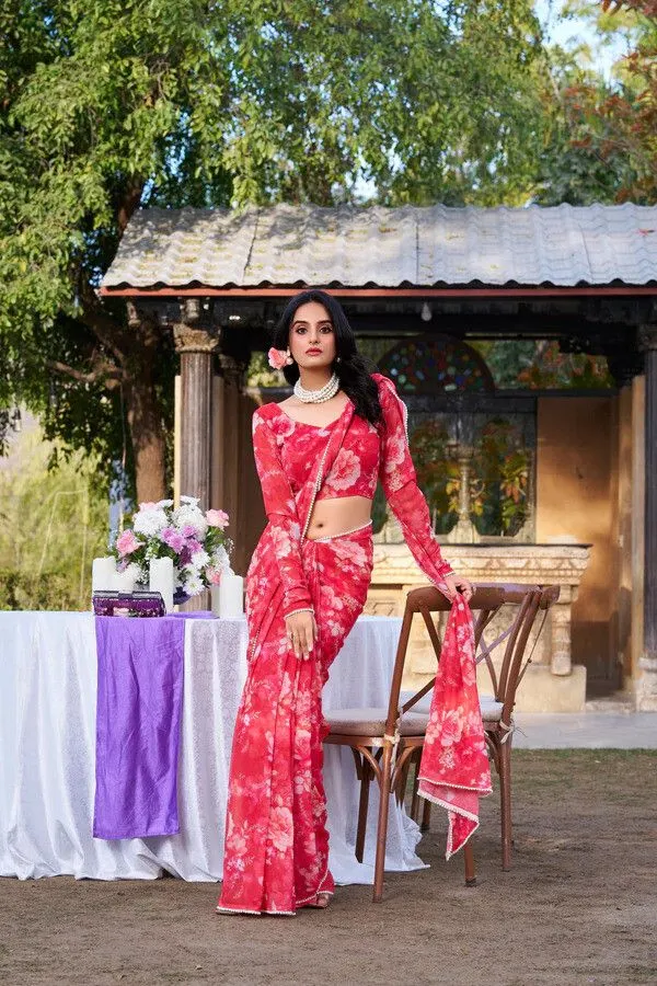 Red_Floral_Print_Bollywood_Georgette_Saree_For_Women