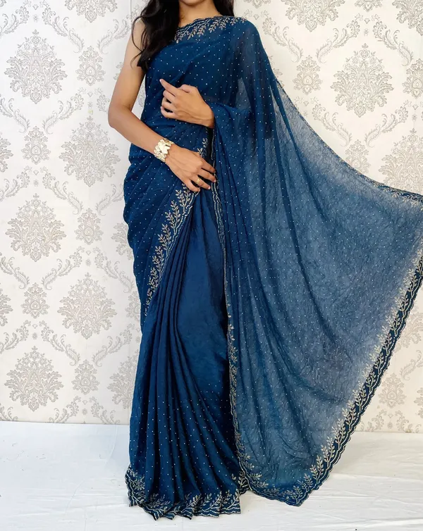 Blue_Embellished_Bollywood_Silk_Blend_Saree_For_Women