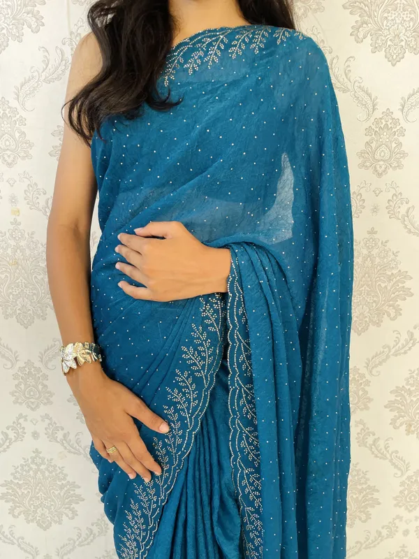 Blue_Embellished_Bollywood_Silk_Blend_Saree_For_Women