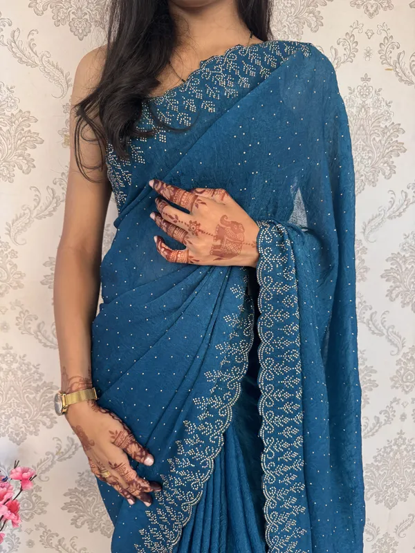 Blue_Embellished_Bollywood_Silk_Blend_Saree_For_Women