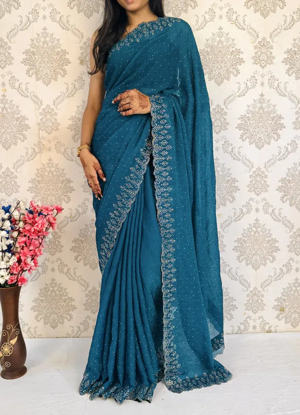 Blue_Embellished_Bollywood_Silk_Blend_Saree_For_Women
