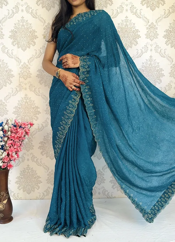 Blue_Embellished_Bollywood_Silk_Blend_Saree_For_Women