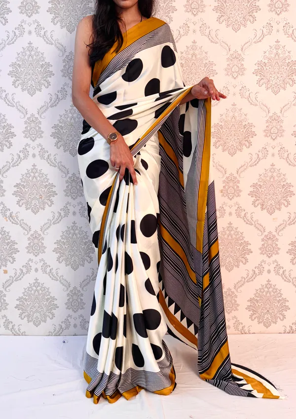 Yellow_Satin_Silk_Classic_Polka_Elegance_Saree_For_Women