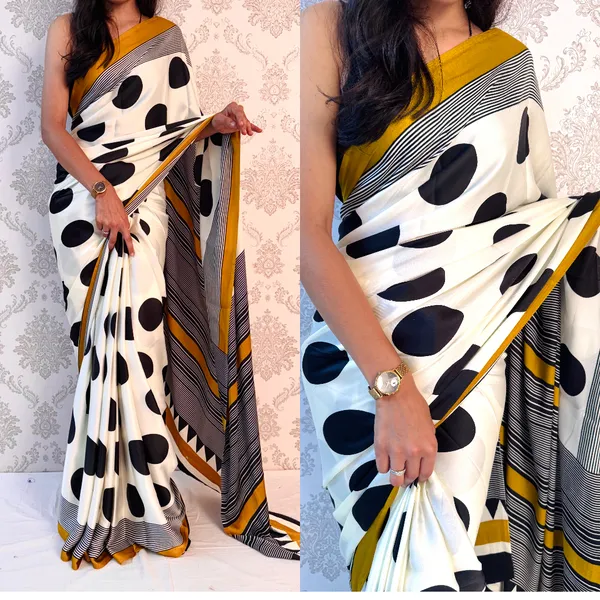 Yellow_Satin_Silk_Classic_Polka_Elegance_Saree_For_Women